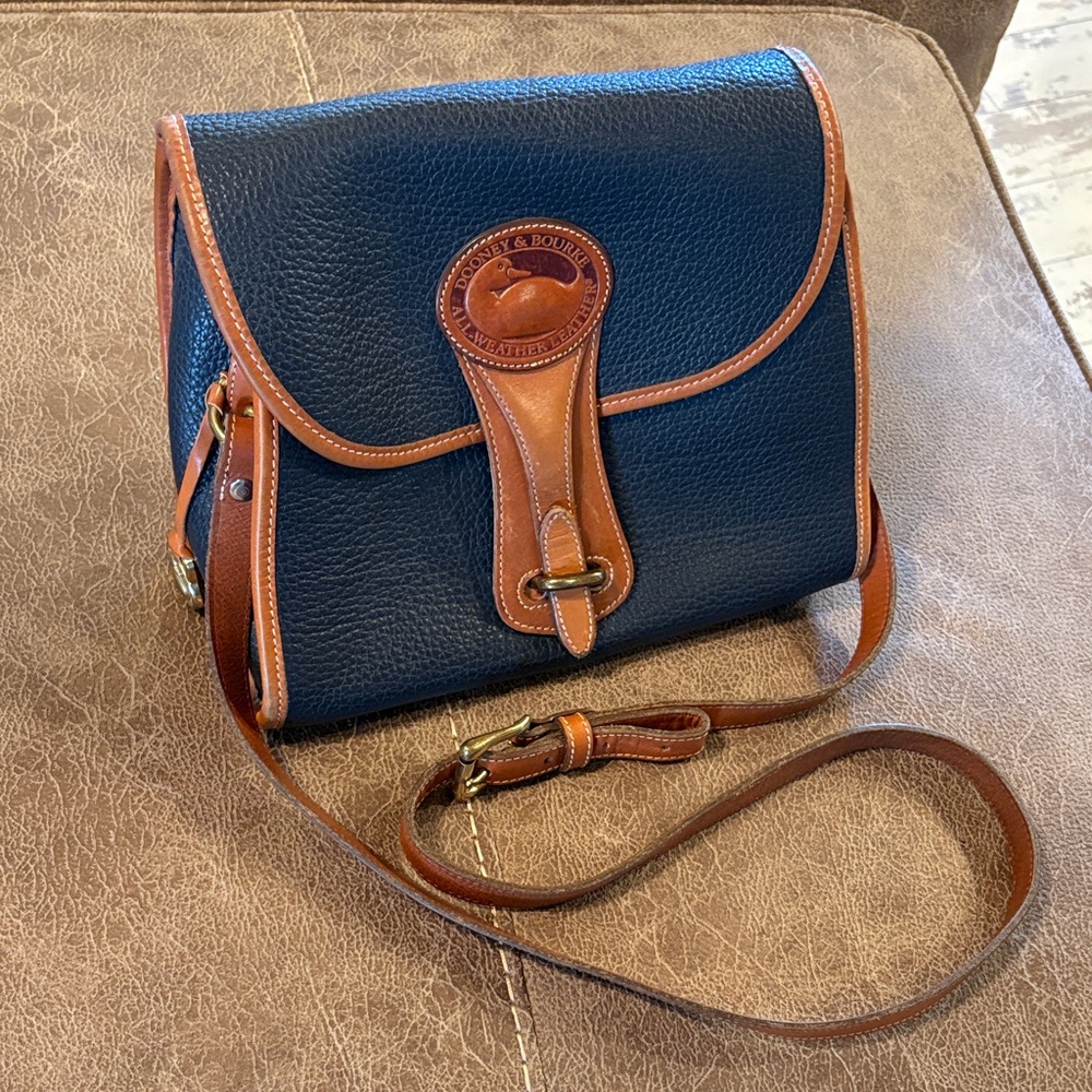 Dooney & Bourke Black and Tan Leather Satchel